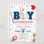 個人的なSlumdunk Oh Boy Baseballベビーシャワー 招待状 (正面/裏面)