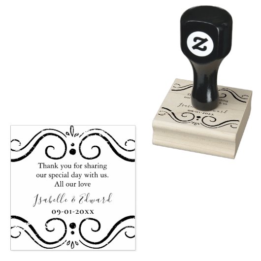 個人的結婚なカップルの感謝メッセージ ラバースタンプ (押印)