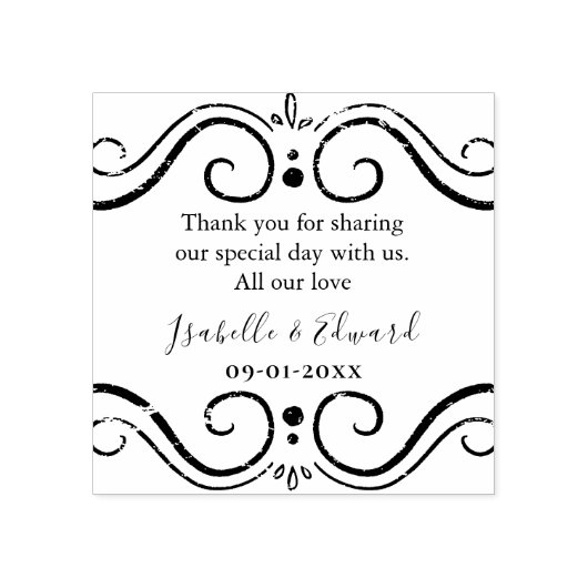 個人的結婚なカップルの感謝メッセージ ラバースタンプ (インプリント)