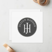 個人芸術的モノグラム名ロゴ白黒 ノートカード