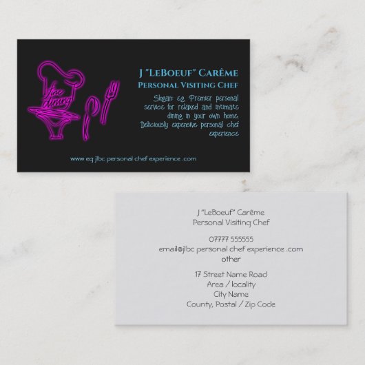 個人訪問シェフ体験 名刺 (正面/裏面)