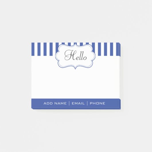 個人設定のクラシックな電気ブルーのストライプ ポストイット (正面)