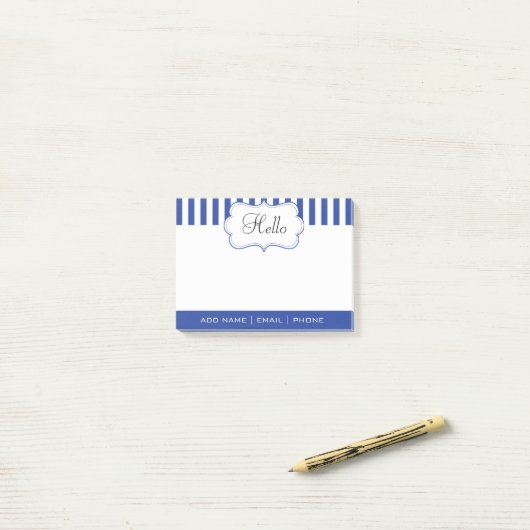 個人設定のクラシックな電気ブルーのストライプ ポストイット (デスク上)