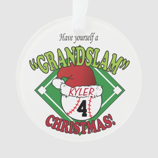 個人設定のグランドスラム⚾野球のクリスマス オーナメント (正面)