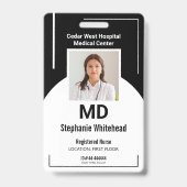 個人設定の医療従事者写真IDブラックバッジ バッジ (正面)