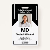 個人設定の医療従事者写真IDブラックバッジ バッジ (正面)