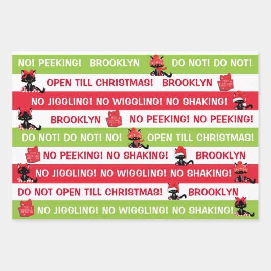 個人設定はクリスマス·クランキー·キャットまで開けない ラッピングペーパーシート (正面)
