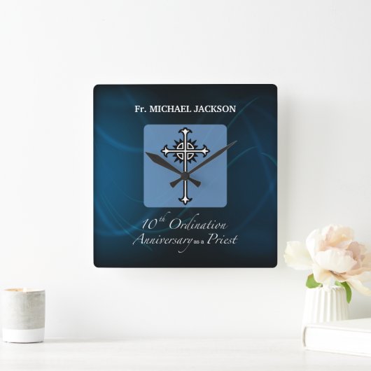 個人設定10回出家記念日 スクエア壁時計 (ホーム)