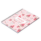 個人設定、スイカ、ピンク、ホワイトの各ストライプオプション ノートブック (左側)