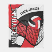 個人設定 – バレーボール🏐デザイン – 赤と黒 フリースブランケット (正面)