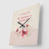 個人設定、40周年記念尼、ピンク、 スクエア壁時計 (傾斜)