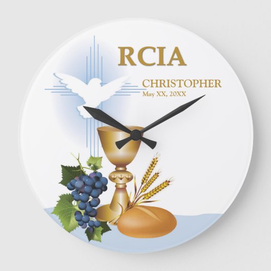 個人設定、RCIAおめでとうカトリック聖餐式 ラージ壁時計 (正面)