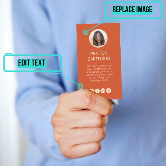 個人通話カード：カップルw写真オレンジ 名刺