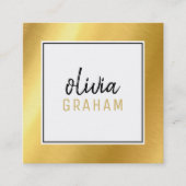 個人連絡のはっきりした縁ど黒い光沢のある金ゴールド スクエア名刺 (正面)