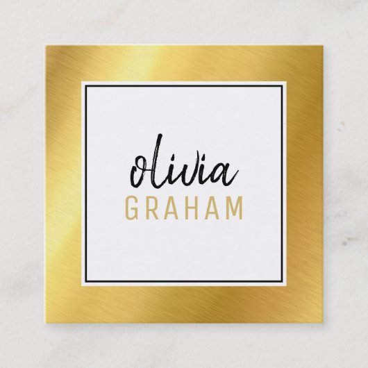 個人連絡のはっきりした縁ど黒い光沢のある金ゴールド スクエア名刺 (正面)
