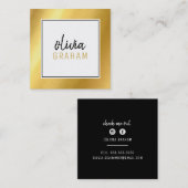 個人連絡のはっきりした縁ど黒い光沢のある金ゴールド スクエア名刺 (正面/裏面)