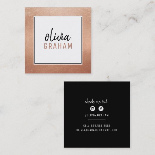 個人連絡黒バラ金ゴールド スクエア名刺 (正面/裏面)