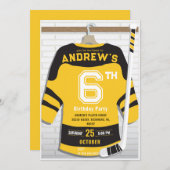 個人金ゴールドホッケー誕生日パーティーの招待 招待状 (正面/裏面)