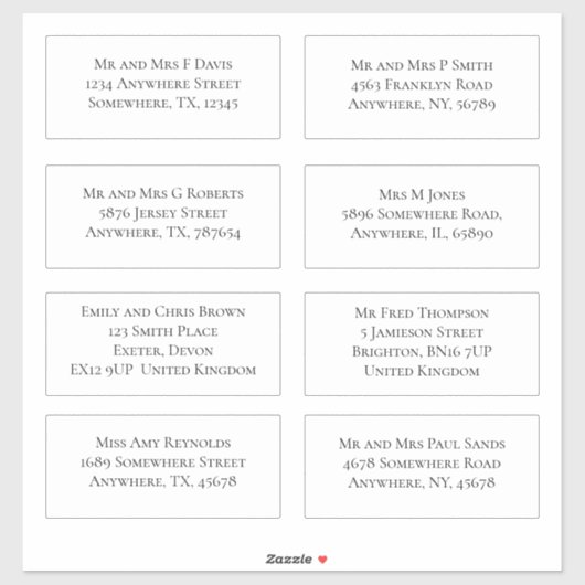 個別のエレガントゲスト名と住所の出荷 シール (シート)