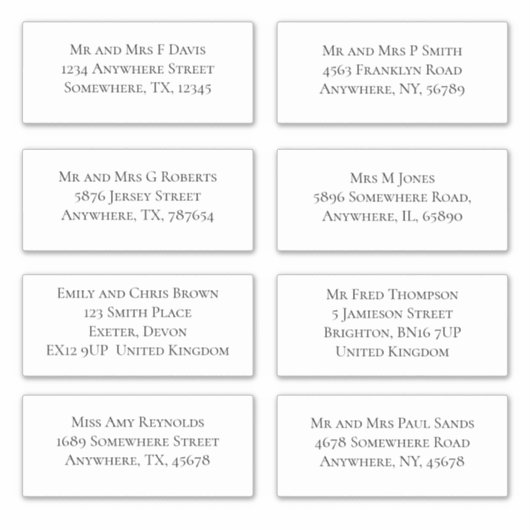 個別のエレガントゲスト名と住所の出荷 シール (正面)