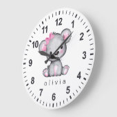 個別のギフト ピンクのテディベア 白 ラージ壁時計 (傾斜)