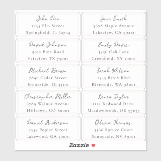 個別の住所ラベル シール (シート)