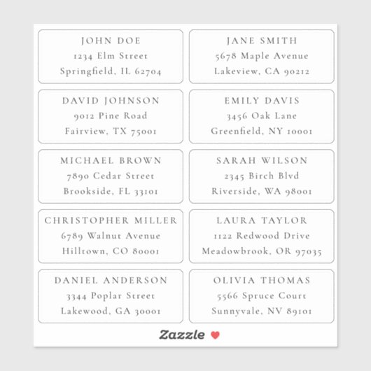 個別の住所ラベル シール (シート)