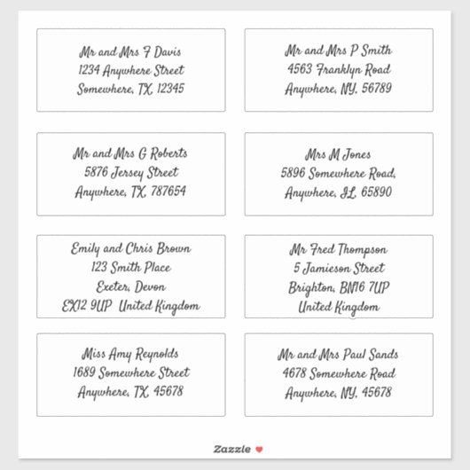 個別の受信者の名前のアドレスの配布をスクリプト化 シール (シート)