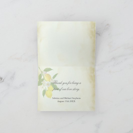 個別の水彩画レモン テーマのプレースカード 招待状 (内部)