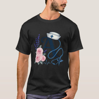 個別のAランナー看護師デザイン 聴診器付き Tシャツ