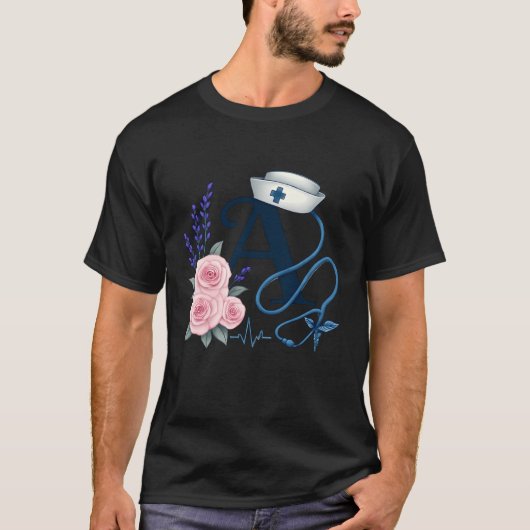 個別のAランナー看護師デザイン 聴診器付き Tシャツ (正面)