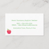 個別指導の水彩画の赤いAppleの先生の個人教師 名刺 (裏面)