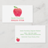 個別指導の水彩画の赤いAppleの先生の個人教師 名刺 (正面/裏面)