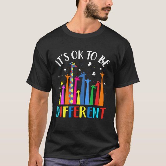 個性は大切 キリン 自閉症啓発 Tシャツ (正面)