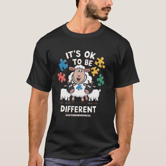 個性的でいいんだよ かわいい羊 自閉症啓発 Tシャツ (正面)