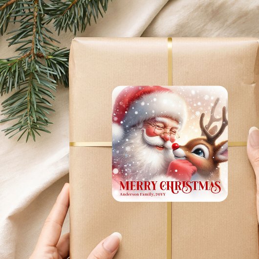個性的なサンタのルドルフのクリスマスの平和 スクエアシール