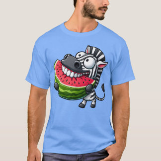 個性的なゼブラスイカの笑顔の歯が可愛いフリ Tシャツ