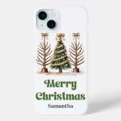 個性的なヒョウ柄クリスマスツリーのデザイン Case-Mate iPhoneケース (裏面)
