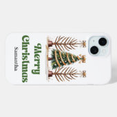 個性的なヒョウ柄クリスマスツリーのデザイン Case-Mate iPhoneケース (裏面 (横))