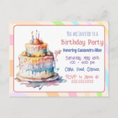 個性的なファンシーな女の子の誕生日招待状 ポストカード (正面)