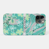 個性的なフローラル・ニューロアート・ティールグリーン Case-Mate iPhoneケース (裏面(横))