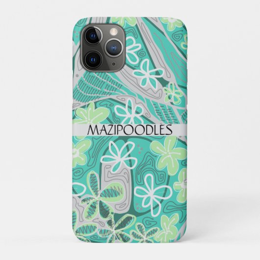 個性的なフローラル・ニューロアート・ティールグリーン Case-Mate iPhoneケース (裏)