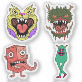 個性的なレトロモンスターキャラクター シール