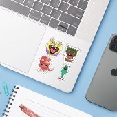 個性的なレトロモンスターキャラクター シール (ノートパソコンとiPhone)