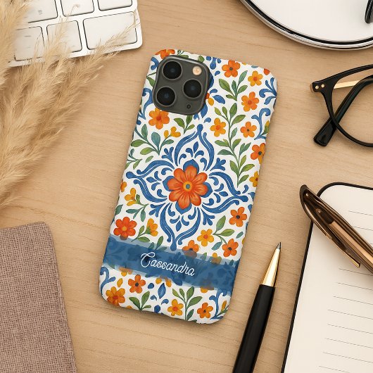 個性的な地中海風フラワーパターン Case-Mate iPhoneケース