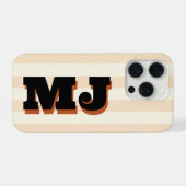 個性的な太字モノグラム ニュートラルストライプ iPhoneケース (裏面横)