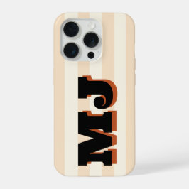 個性的な太字モノグラム ニュートラルストライプ iPhone 15 PROケース