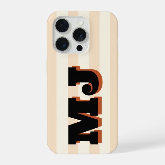 個性的な太字モノグラム ニュートラルストライプ iPhoneケース (裏面)