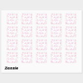 個性的な手描きピンクのウィットに富んだ結婚式 スクエアシール (シート)