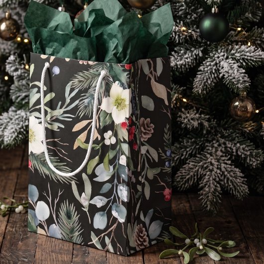 個性的な植物のクリスマスデザイン スモールペーパーバッグ